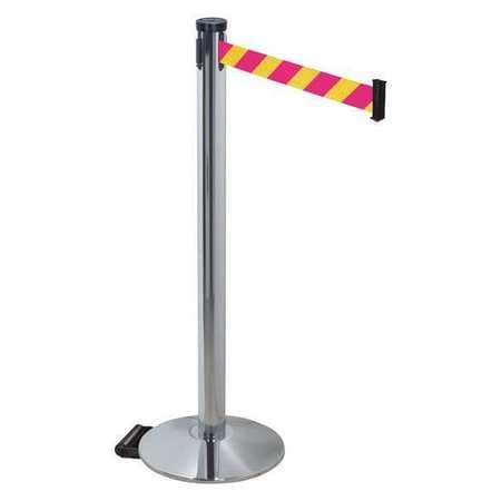 RETRACTA-BELT 304PAPC-MYD BARRIER POST GRAY 2IN BELT W W/BASE
