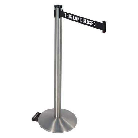 RETRACTA-BELT 304SS-TLC BARRIER POST BLK/WHITE BELT 2 IN BELT W