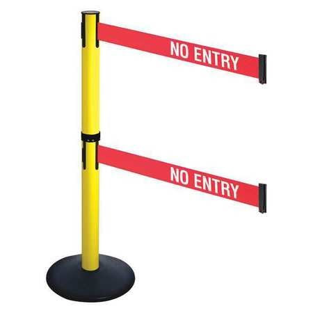 RETRACTA-BELT 331DYA-NE BARRIER POST BLACK NO ENTRY CAST IRON