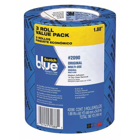 SCOTCH 209048EVP PAINTERS MASKING TAPE 2IN. BLUE PK3