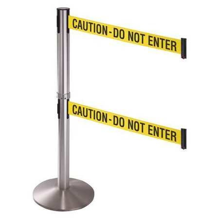 RETRACTA-BELT 330DSASS-CAU BARRIER POST YELLOW WITH BLACK TEXT