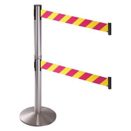 RETRACTA-BELT 330DSS-MYD BARRIER POST MAGENTA/YELLOW STRIPED BELT