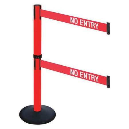 RETRACTA-BELT 331DPRD-NE BARRIER POST RED/WHITE BELT TEXT 40IN. H