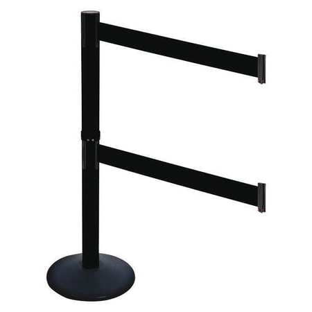 RETRACTA-BELT 331DPSB-BK BARRIER POST BLK BLK BELT 2 BELTS 40IN H