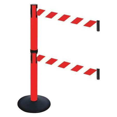 RETRACTA-BELT 331DPRD-RWD BARRIER POST BLACK RED/WHITE BELT SLOPED