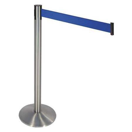 RETRACTA-BELT 330SS-BL BARRIER POST SS BLUE BELT CAST IRON BASE
