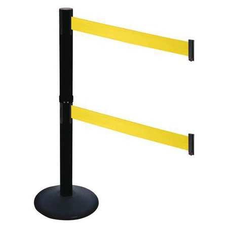 RETRACTA-BELT 331DPSB-YW BARRIER POST PVC POST BLK YLW BELT 40INH
