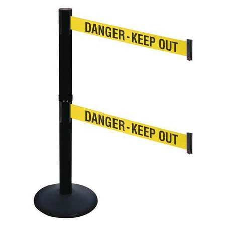 RETRACTA-BELT 331DPSB-DKO BARRIER POST BLK YLW/BLACK TEXT 2 BELTS