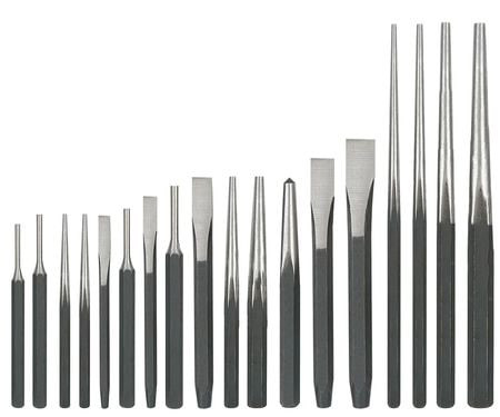 WESTWARD 2AJL7 PUNCH AND CHISEL SET,18 PC