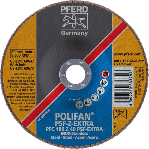PFERD 60647 POLIFAN,PSF-EXTRA,Z 40 T29,7"X7/8"