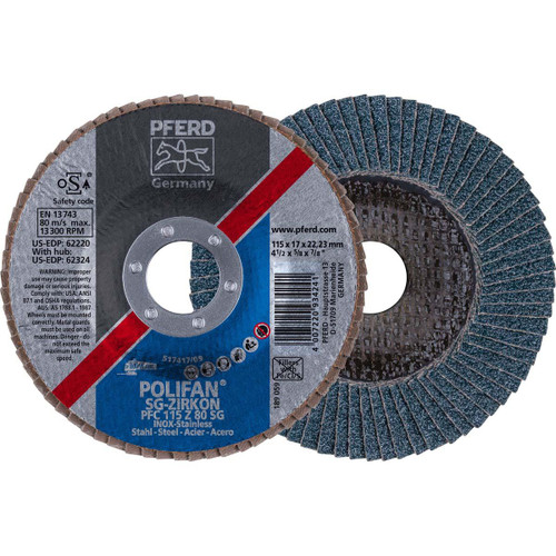PFERD 62220 4-1/2" X 7/8" A.H. POLIFAN FLAP DISC - Z