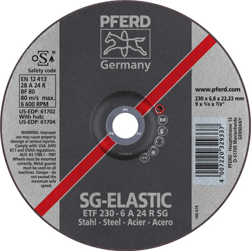 PFERD 61702 GRINDING WHEEL,SAUCER,9"X1/4