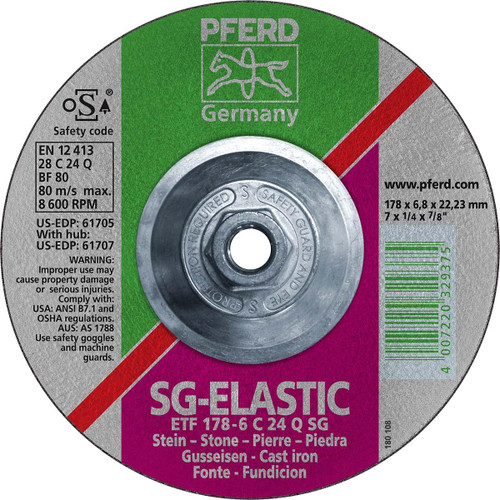 PFERD 61707 GRINDING WHEEL,SAUCER,7" X 1/4"