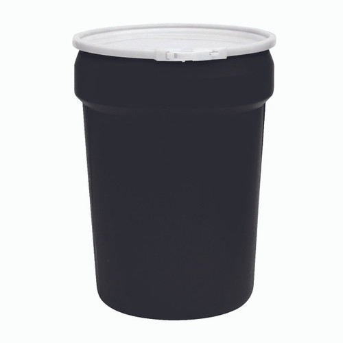 EAGLE MFG 1601BLK OPEN HEAD POLY DRUM,W/LOCK RING,30 GAL.,