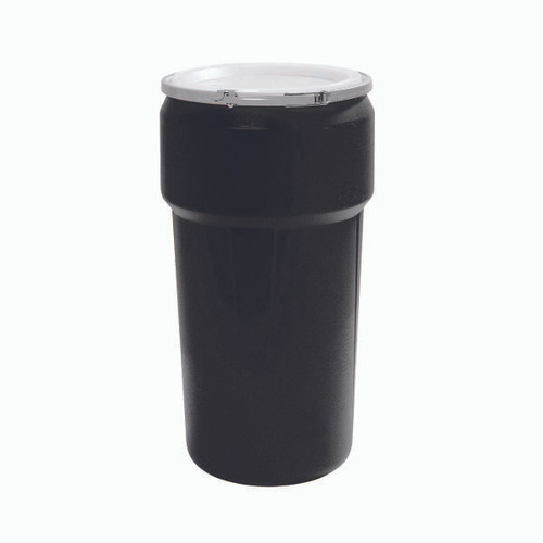 EAGLE MFG 1623BLK OPEN HEAD POLY DRUM,W/LOCK RING,20 GAL.,