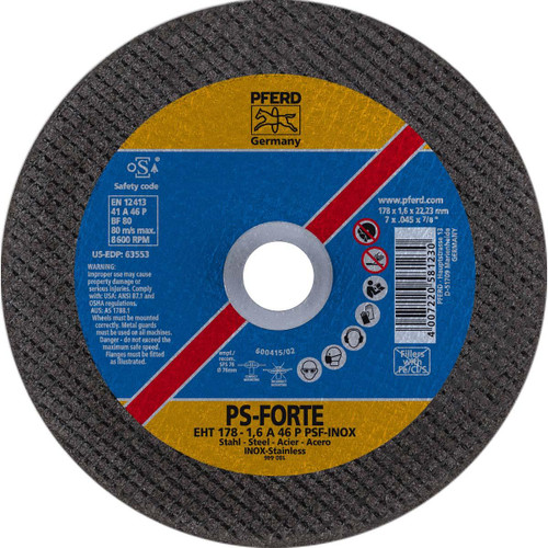 PFERD 63553 CUT-OFF WHEEL,TYPE 1,7"X.045"