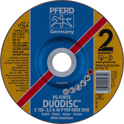 PFERD 63335 DUODISC WHEEL,TYPE 27,6"X1/8"