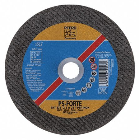 PFERD 63566 CUT-OFF WHEEL,TYPE 1,7"X3/32"