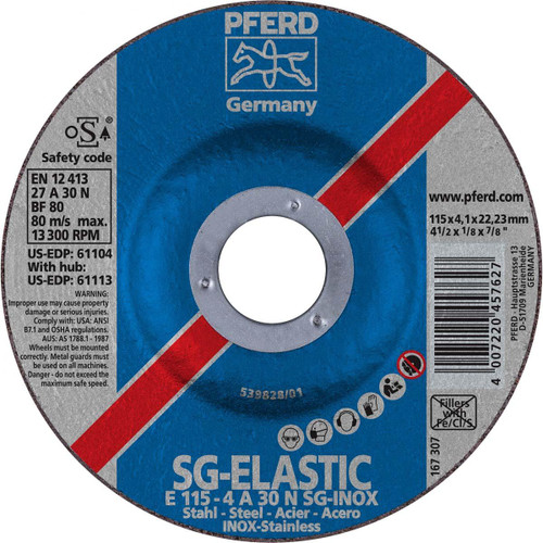 PFERD 61104 GRINDING WHEEL,4-1/2" X 1/8"