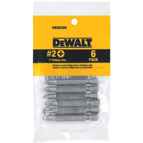 DEWALT TOOLS DW2022B6 NO2 PHILLIPS 2IN BIT6 PK BULK BAG