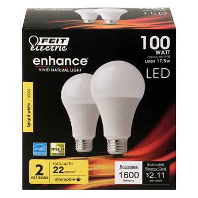 FEIT ELECTRIC OM100DM/930CA/2 BULB LED 100W A19 E26 3K 1600L