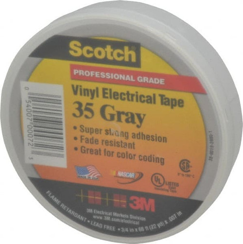 3M 00054007000723 3/4" X 66' X 7 MIL GRAY VINYL ELECTRICAL