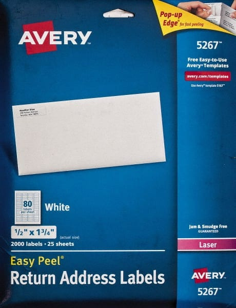 AVERY 05267 PACK OF (2,000), 1/2" X 1-3/4" WHITE PAP