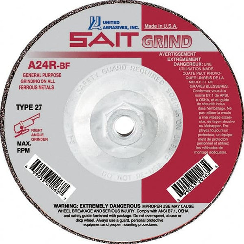 SAIT 20096 24 GRIT, 9" WHEEL DIAM, 1/4" WHEEL THICK