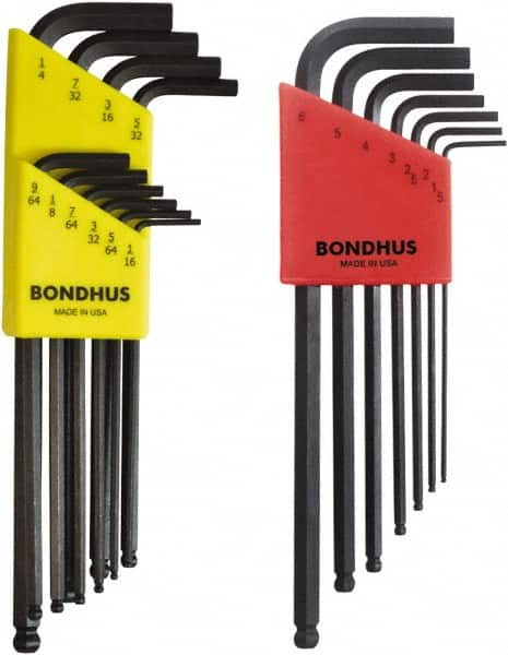 BONDHUS 20197 17 PIECE L-KEY BALL END HEX KEY SET