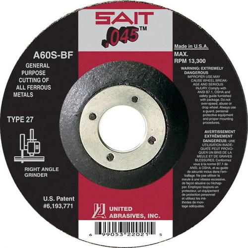 SAIT 22011 60 GRIT, 4" WHEEL DIAM, 5/8" ARBOR HOLE,