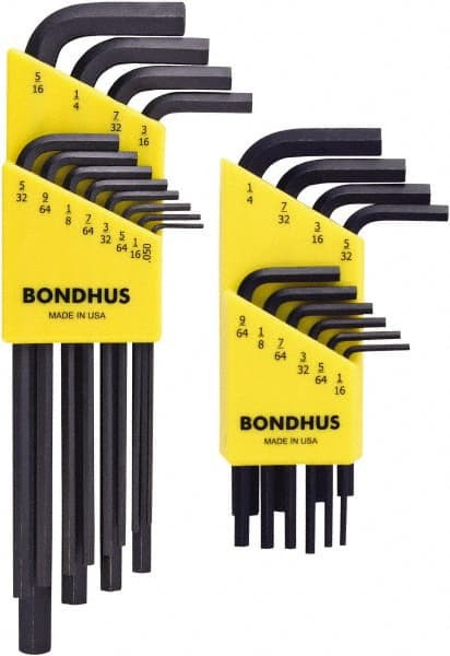 BONDHUS 22196 22 PIECE L-KEY HEX KEY SET