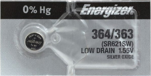 ENERGIZER 364-363TZ SIZE 364/363, SILVER OXIDE, BUTTON & COI
