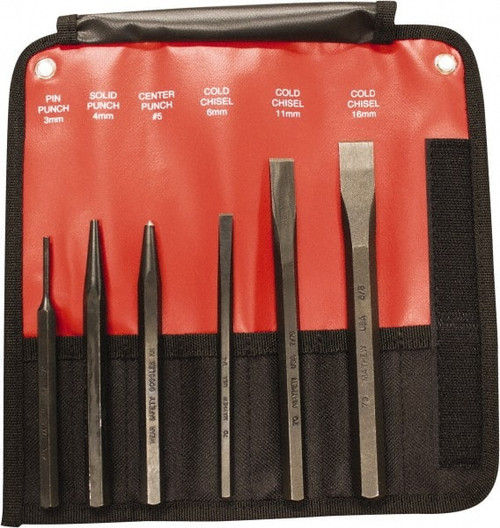 MAYHEW 66256 6 PC METRIC PUNCH AND CHISEL SET