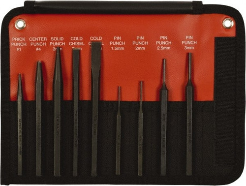 MAYHEW 66257 9 PC METRIC PUNCH AND CHISEL SET