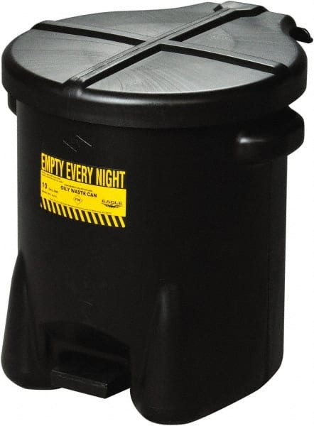 EAGLE 933FLBLK 6 GALLON CAPACITY, HDPE WASTE CAN WITH F