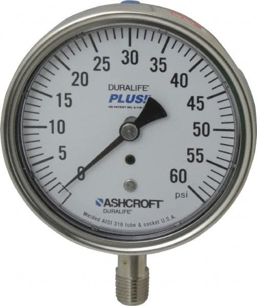 ASHCROFT 94337XLL 3-1/2" DIAL, 1/4 THREAD, 0-60 SCALE RANG