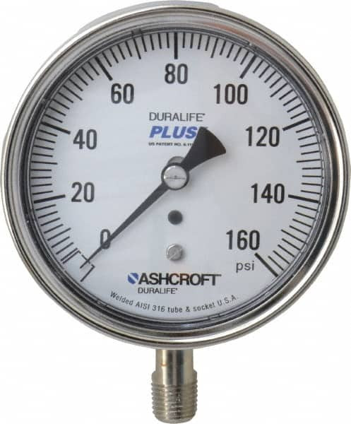 ASHCROFT 94339XLL 3-1/2" DIAL, 1/4 THREAD, 0-160 SCALE RAN