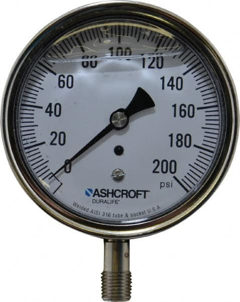 ASHCROFT 94488 3-1/2" DIAL, 1/4 THREAD, 0-200 SCALE RAN