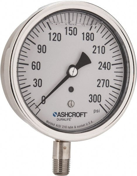 ASHCROFT 94489 3-1/2" DIAL, 1/4 THREAD, 0-300 SCALE RAN