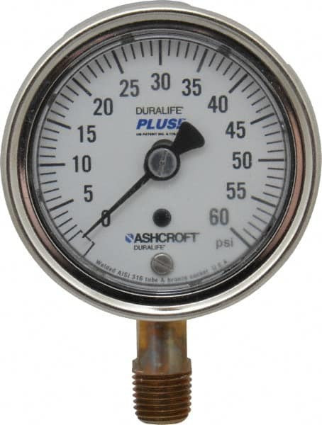 ASHCROFT 94579XLL 2-1/2" DIAL, 1/4 THREAD, 0-60 SCALE RANG