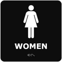 NMC ADA2WBK WOMEN, 8" WIDE X 8" HIGH, PLASTIC SIGN