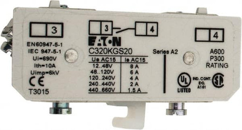 EATON CUTLER-HAMMER C320KGS20 STARTER AUXILIARY CONTACT