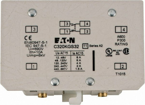 EATON CUTLER-HAMMER C320KGS32 AUXILLIARY CONTACT 1N/O 1N/C