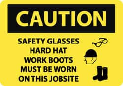 NMC C670AC CAUTION - SAFETY GLASSES HARD HAT WORK B