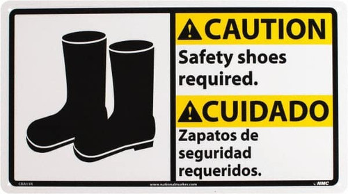 NMC CBA11R "CAUTION - SAFETY SHOES REQUIRED", 10" L