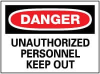 NMC D143PB "DANGER - UNAUTHORIZED PERSONNEL - KEEP 