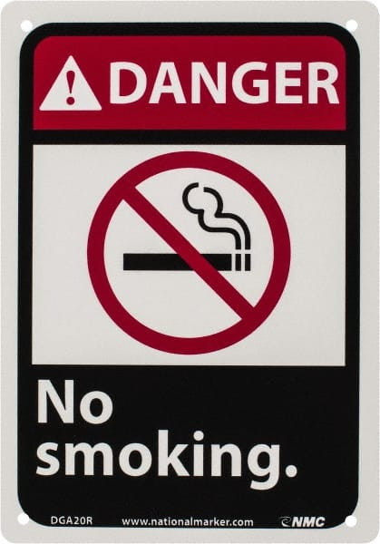 NMC DGA20R DANGER - NO SMOKING, 10" LONG X 7" WIDE,