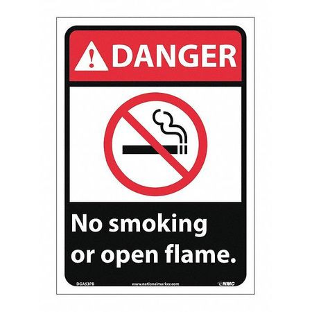 NMC DGA53PB DANGER - NO SMOKING OR OPEN FLAME, 14" L