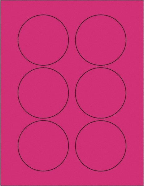 TAPE LOGIC LL195PK 3" FLUORESCENT PINK CIRCLE LASER LABELS