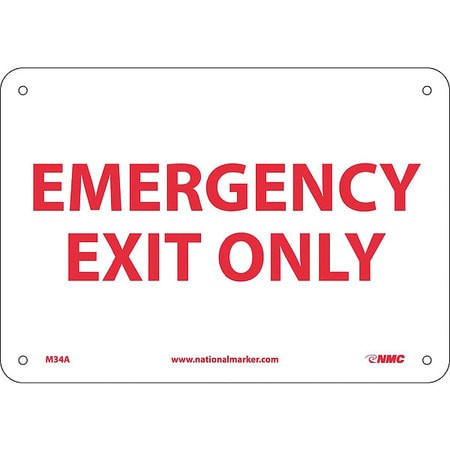 NMC M34A EMERGENCY EXIT ONLY, ALUMINUM EXIT SIGN